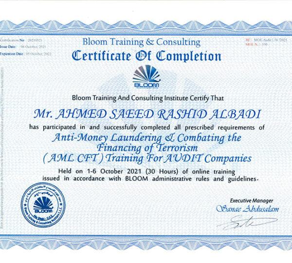 Dr Albadi CPD Certificate
